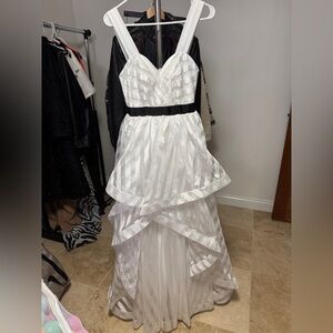 Speechless Gown Black and White Ruffle Tiered Stripes